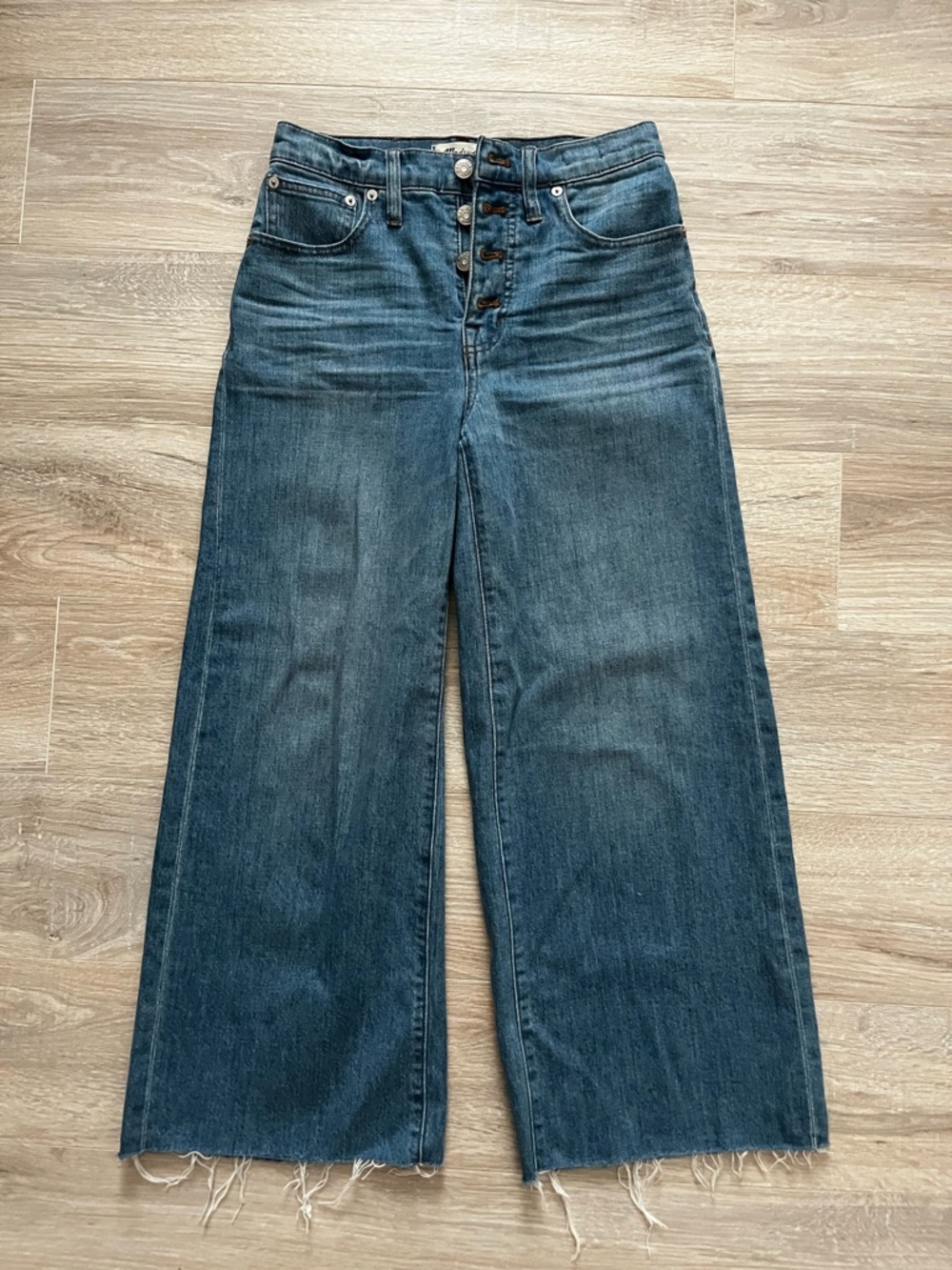 Madewell Women’s Wide-Leg Crop Jeans: Button-Front Edition Martina Wash Size 24 - Picture 2 of 9